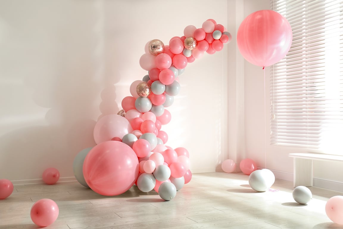 Room Decorated with Colorful Balloons for Party